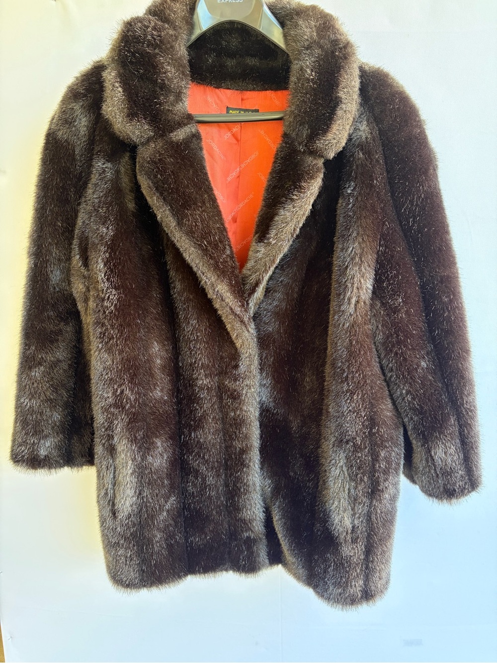 Vintage Jordache Faux Fur Coat Brown Mob Wife Retro 80s Made in USA